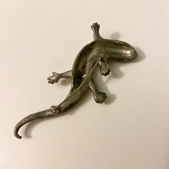Vintage Gecko Lizard Brooch Rhinestones  3 Inch Long Fashion Jewelry Pin - Picture 5 of 11